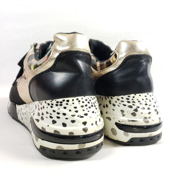 Steve Madden Bema Leopard Print Sneakers Black Gold Womens Size 8 - Picture 4 of 9